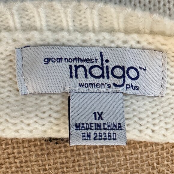 Indigo Women’s Plus Size 1X Knit Sweater – Cream & Black Ombre - Picture 4 of 4